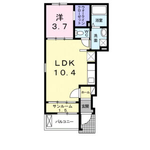 1LDK 間取り図