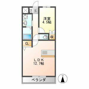 1LDK 間取り図