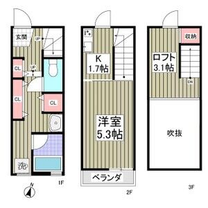 1K 間取り図