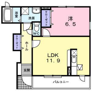 1LDK 間取り図