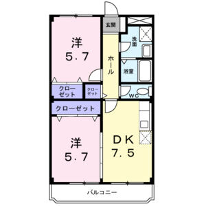 2DK 間取り図