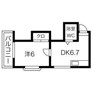 1DK 間取り図