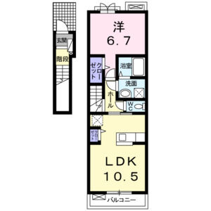 1LDK 間取り図