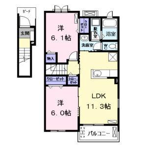 2LDK 間取り図