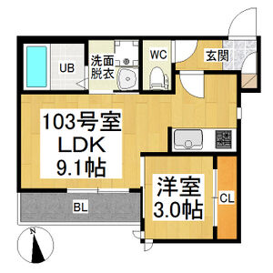 1LDK 間取り図