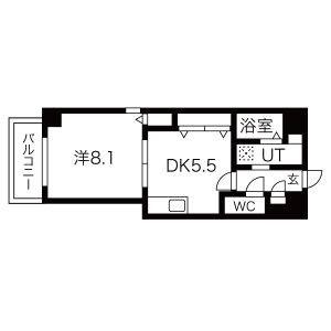1DK 間取り図