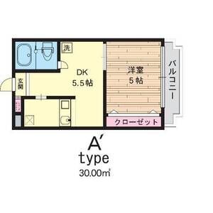 1DK 間取り図