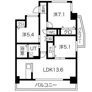 3LDK 間取り図