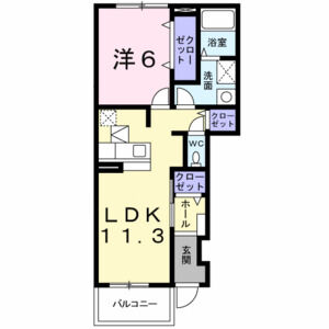 1LDK 間取り図
