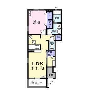 1LDK 間取り図