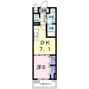 1DK 間取り図
