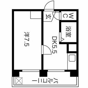 1DK 間取り図