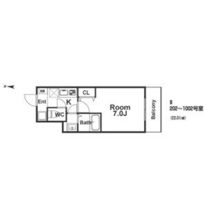 1K 間取り図