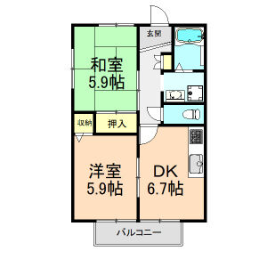 2DK 間取り図