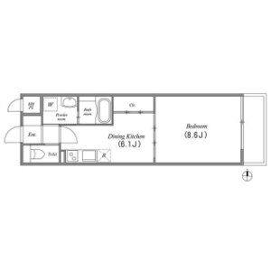 1DK 間取り図