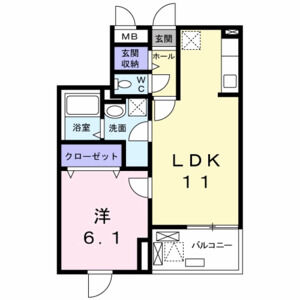 1LDK 間取り図