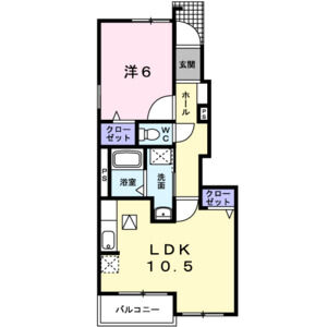 1LDK 間取り図