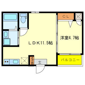 1LDK 間取り図