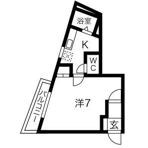 1K 間取り図