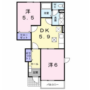2DK 間取り図
