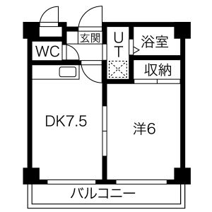 1DK 間取り図