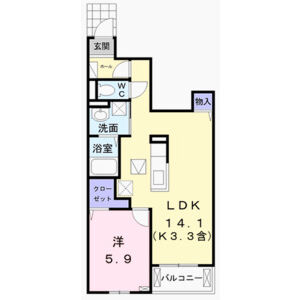 1LDK 間取り図