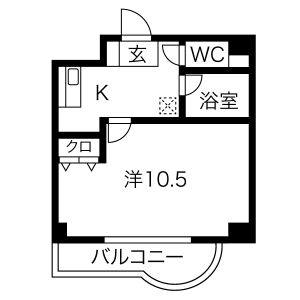 1K 間取り図