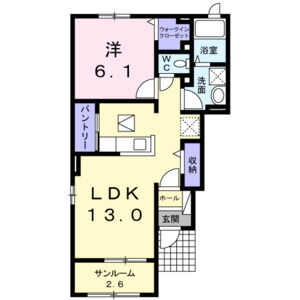 1LDK 間取り図