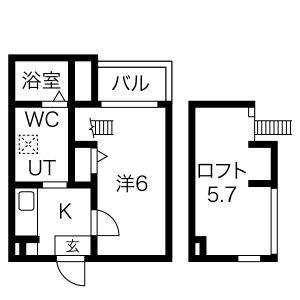 1K 間取り図