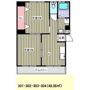 2DK 間取り図