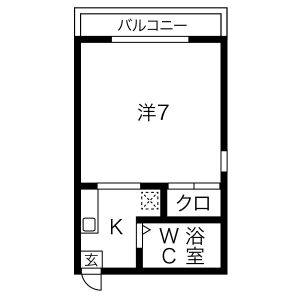 1DK 間取り図