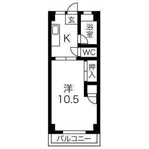 1DK 間取り図
