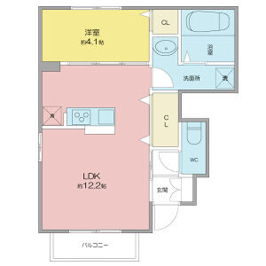 1LDK 間取り図