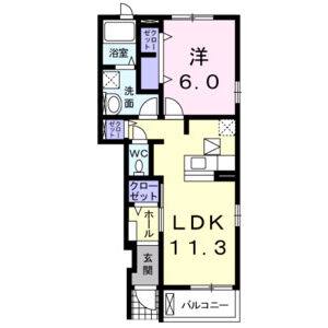 1LDK 間取り図