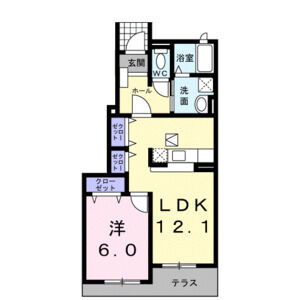 1LDK 間取り図