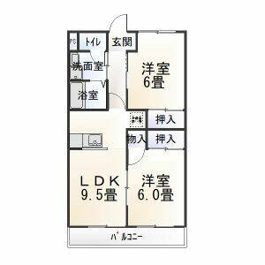 2DK 間取り図