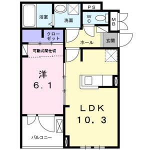 1LDK 間取り図