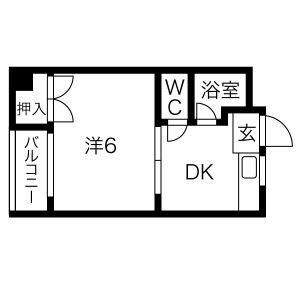 1DK 間取り図