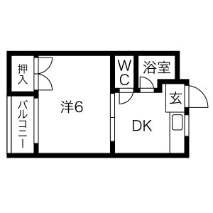 1DK 間取り図