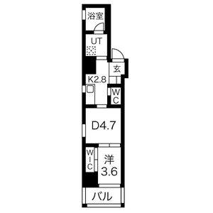 1DK 間取り図