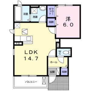 1LDK 間取り図