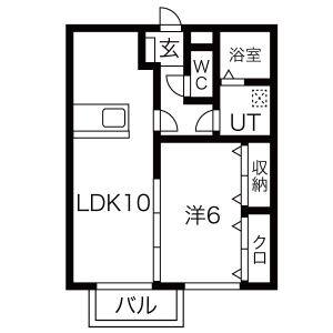 1LDK 間取り図