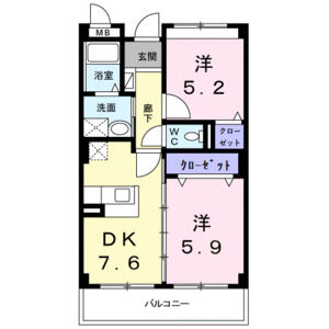2DK 間取り図