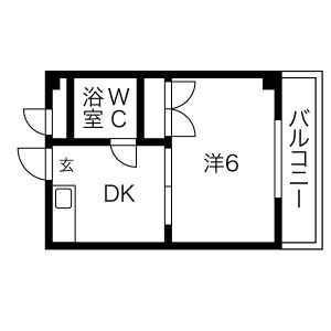 1DK 間取り図