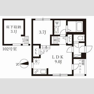1LDK 間取り図