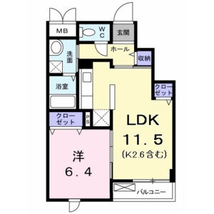 1LDK 間取り図