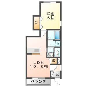 1LDK 間取り図