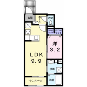 1LDK 間取り図