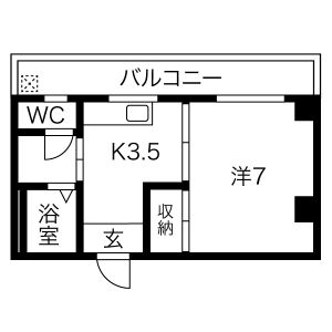 1DK 間取り図