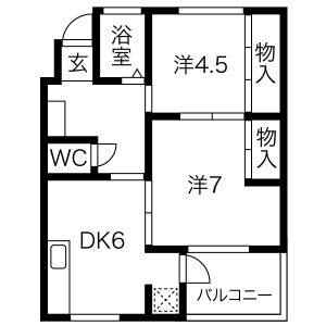 2DK 間取り図
